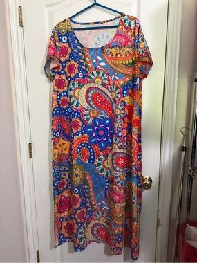 Bohemian Paisley Blue Maxi Dress - Vibrant Floral Print